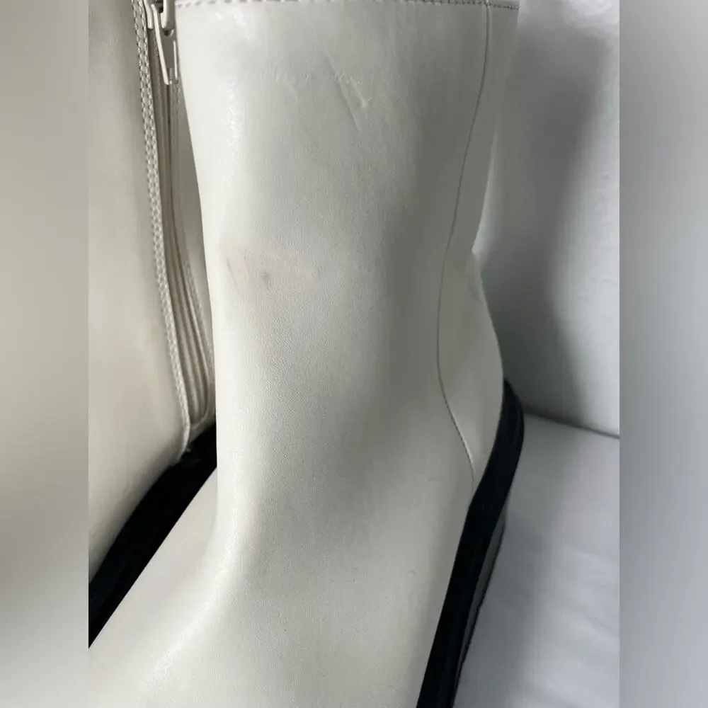 New Bp. Milo White Faux Leather‎ Zip Up Platform Ankle Boots size 7.5 marten